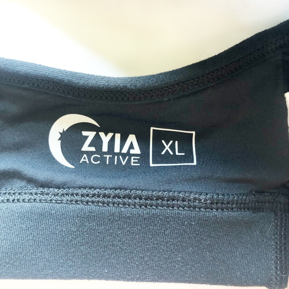 Zyia Active Sports Bra Womens XL Black Strappy Ladder Front Mesh Racerback - Picture 4 of 7